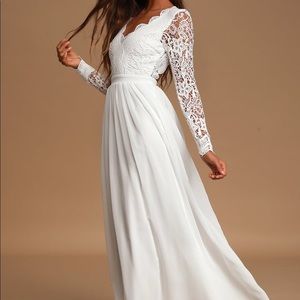 Awaken My Love White Long Sleeve Lace Maxi Dress
